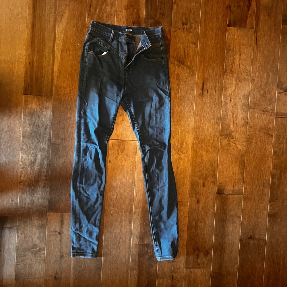 High Waisted Dark Blue Denim Jeans